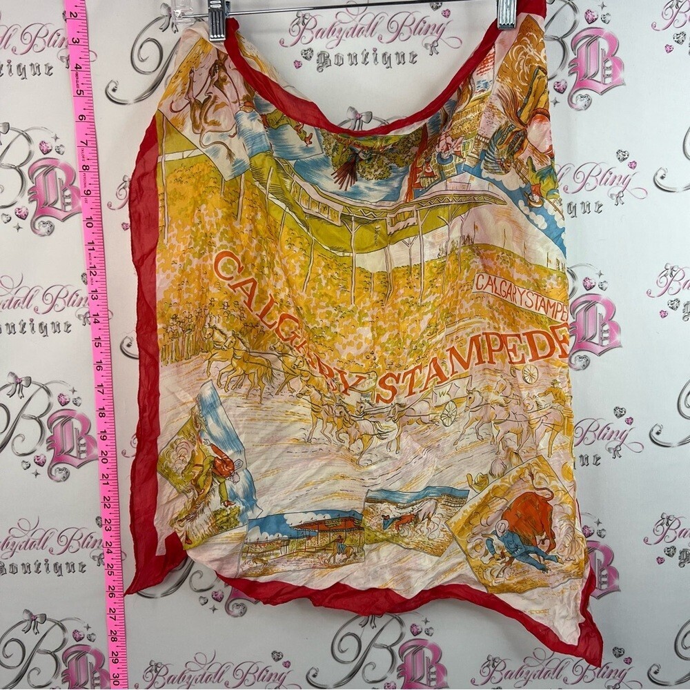 Calgary Stampede Red-Trim Printed Silk Scarf -